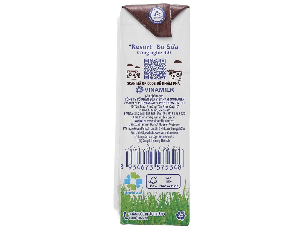 Thùng 48 hộp sữa tươi socola Vinamilk 180ml 4