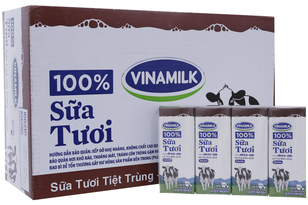 Sữa tươi tiệt trùng Vinamilk Socola hộp 180ml (thùng 48 hộp)