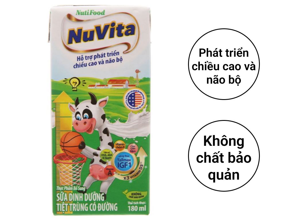 Thùng 48 hộp sữa tiệt trùng có đường Nuvita 180ml 2