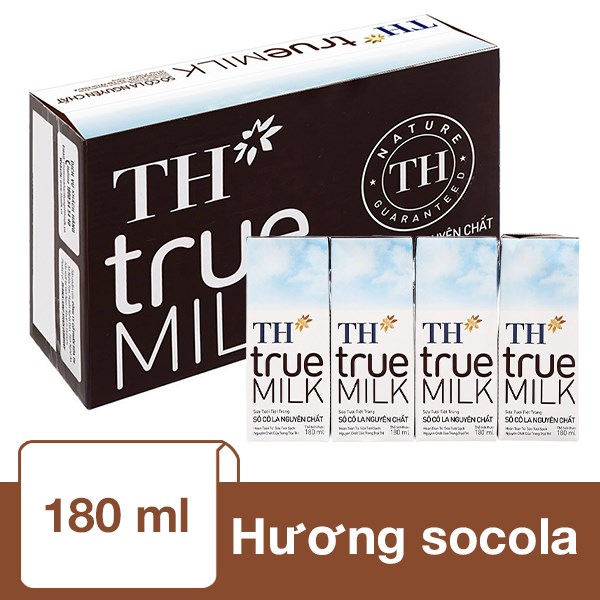 Thùng 48 Hộp Sữa Tươi Tiệt Trùng Th True Milk Có Đường Hương Socola 180 Ml (Từ 1 Tuổi)