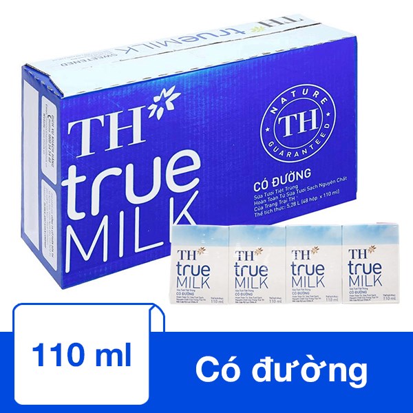 Thùng 48 Hộp Sữa Tươi Tiệt Trùng Th True Milk Có Đường 110 Ml (Từ 1 Tuổi)