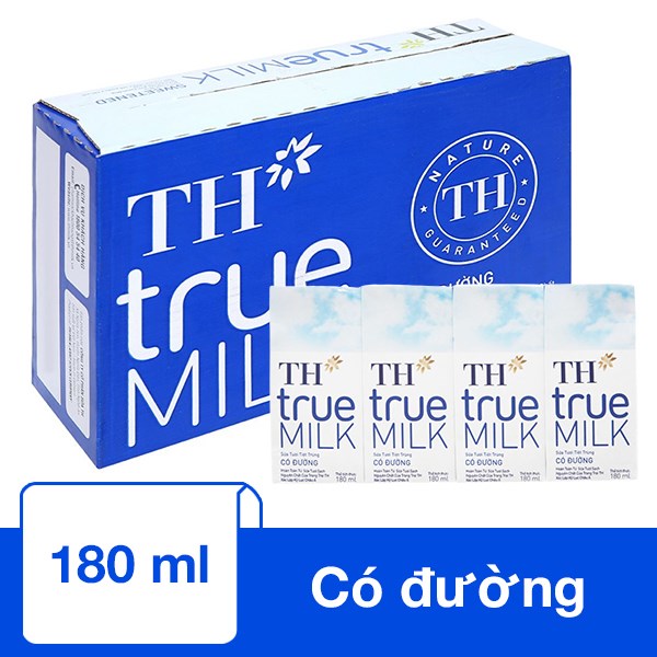 Thùng 48 Hộp Sữa Tươi Tiệt Trùng Th True Milk Có Đường 180 Ml (Từ 1 Tuổi)