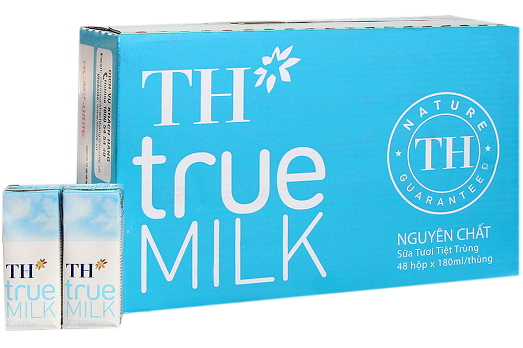 Sữa tiệt trùng TH True Milk Nguyên chất 180ml (thùng 48 hộp)