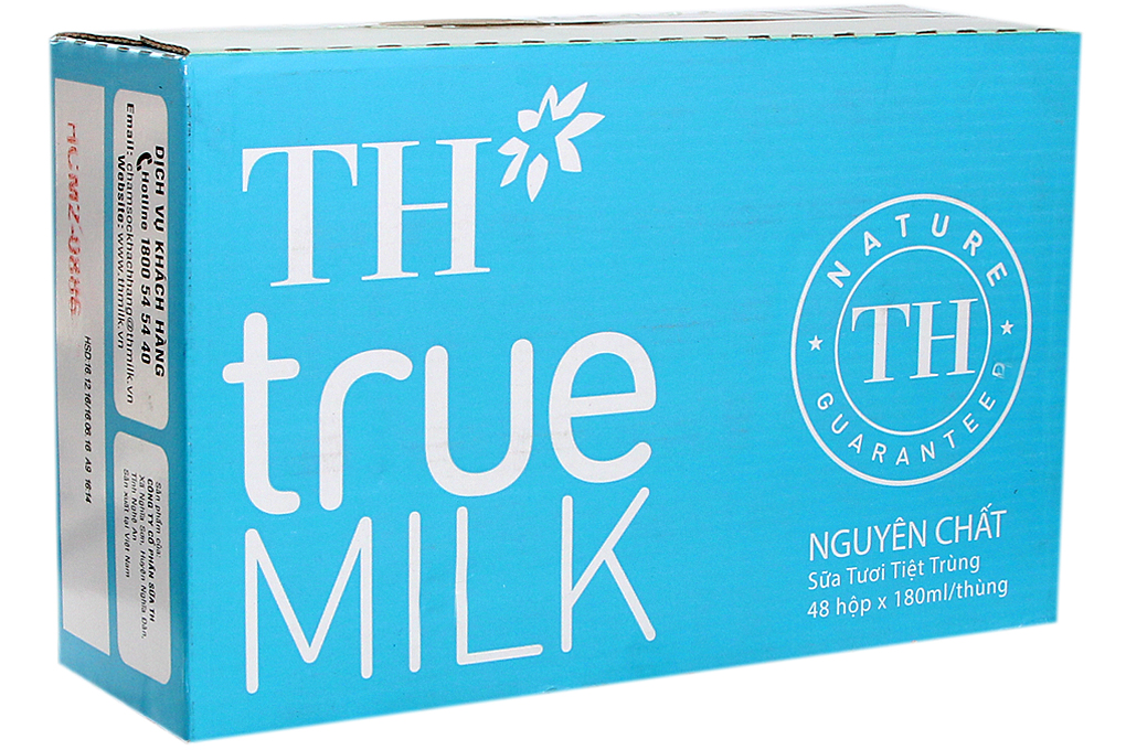 Sữa tiệt trùng TH True Milk Nguyên chất 180ml (thùng 48 hộp)