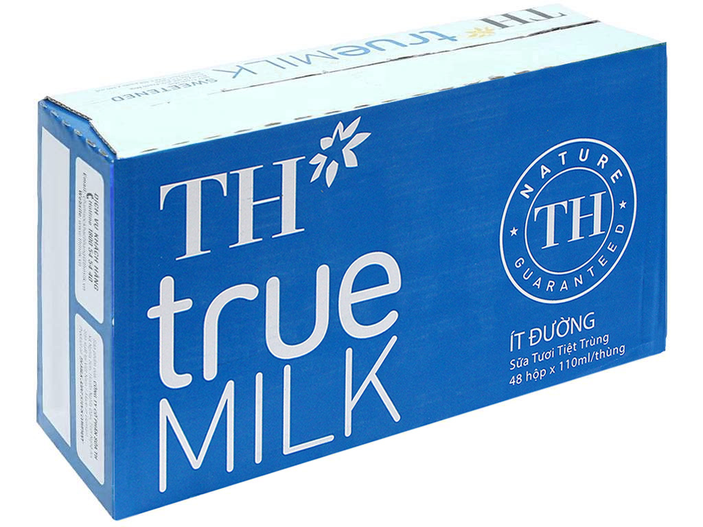 Thùng 48 Hộp Sữa Tươi Tiệt Trùng ít đường TH True MILK 110ml