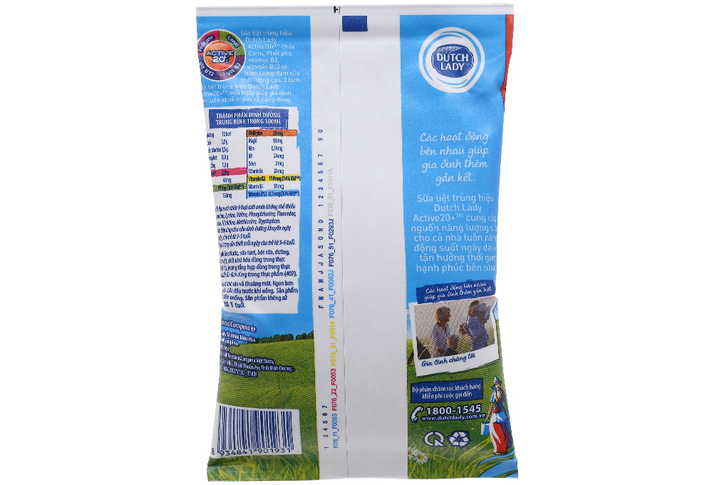 Thùng Sữa tiệt trùng Dutch Lady Có đường bịch 220ml (48 bịch)