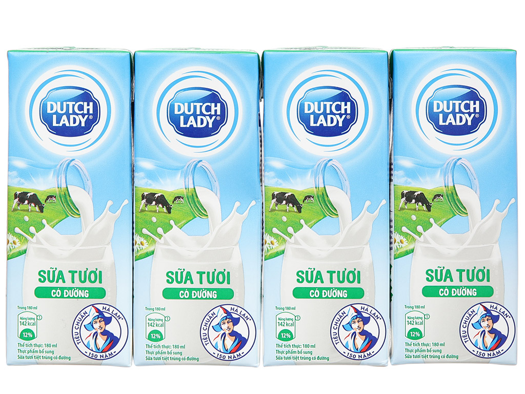 Thùng 48 hộp sữa tươi tiệt trùng có đường Dutch Lady 180ml 4