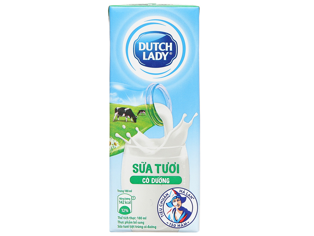 Thùng 48 hộp sữa tươi tiệt trùng có đường Dutch Lady 180ml 6