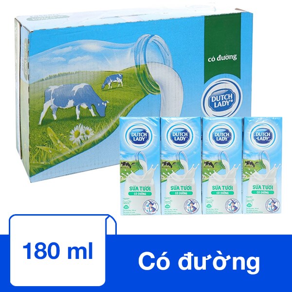 Thùng 48 Hộp Sữa Tươi Tiệt Trùng Dutch Lady Có Đường 180 Ml (Từ 1 Tuổi)