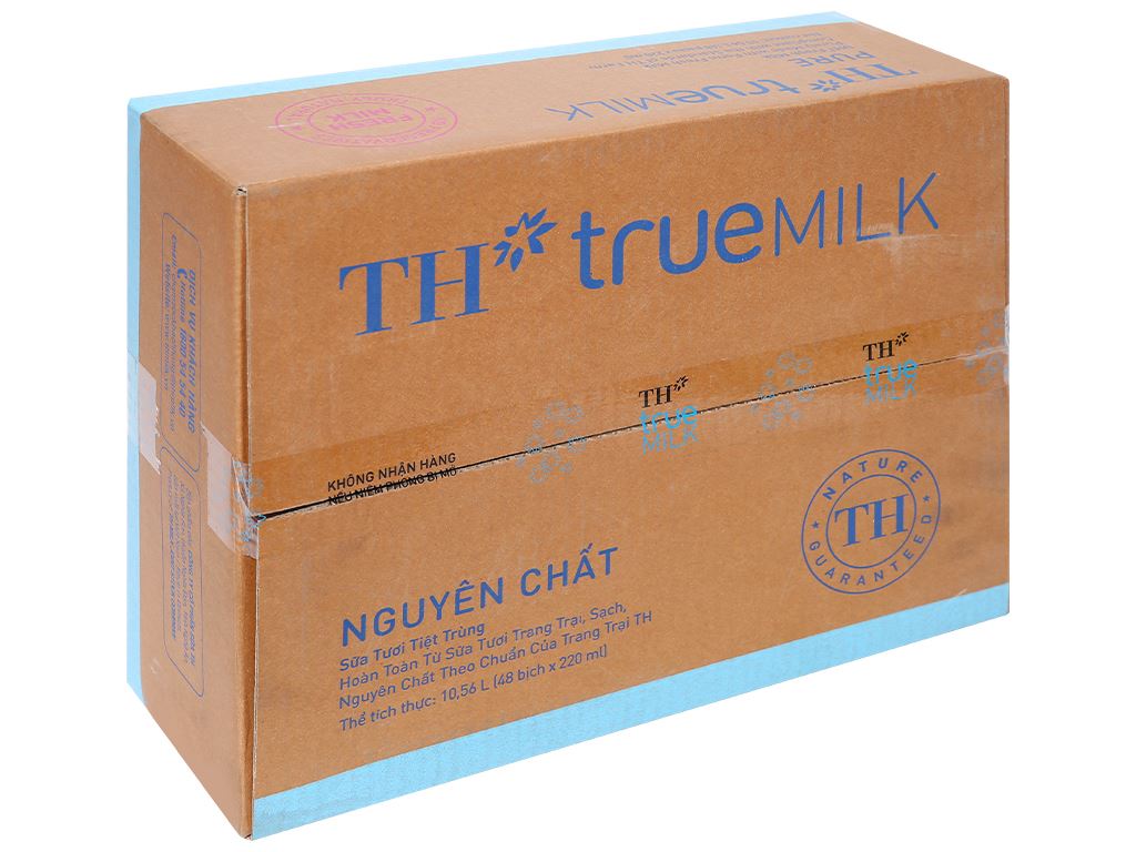 Thùng 48 bịch sữa tươi tiệt trùng nguyên chất không đường TH true MILK 220ml 1