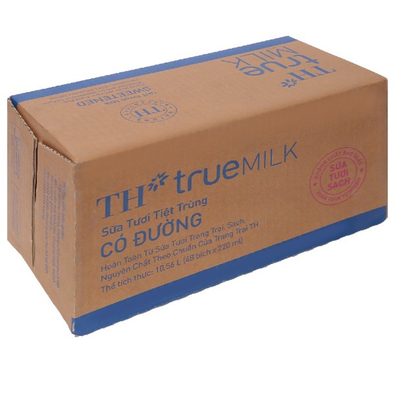 Thùng 48 bịch sữa tươi tiệt trùng có đường TH true MILK 220ml - 1