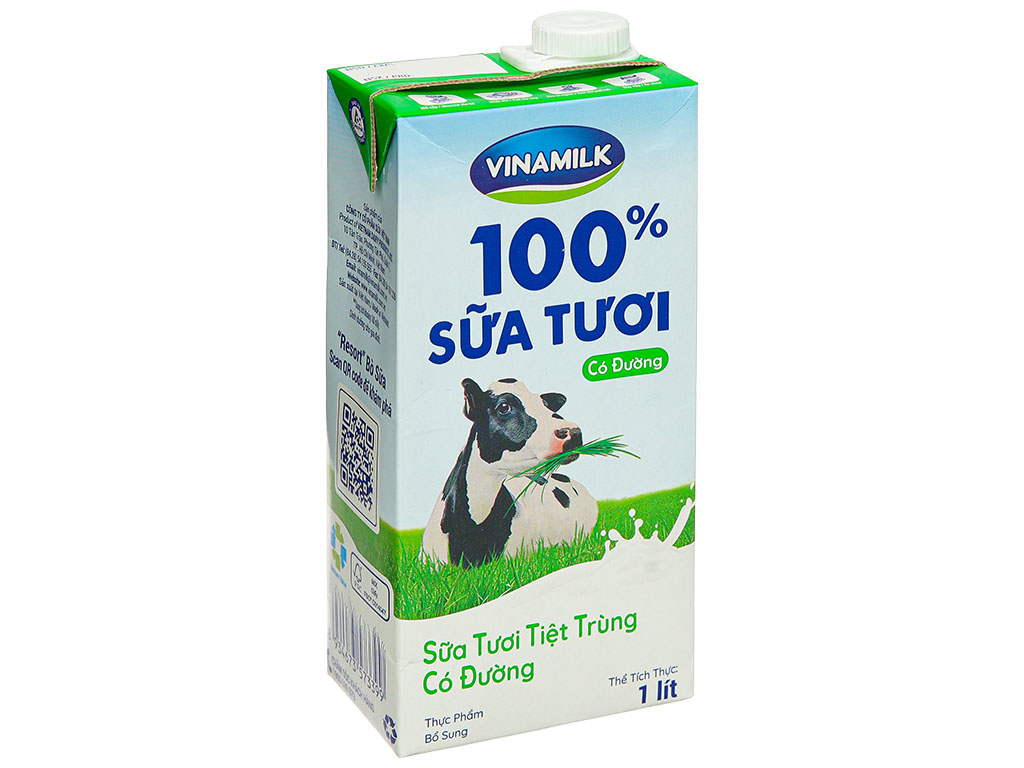 Thùng 12 hộp sữa tươi có đường Vinamilk 1 lít 2