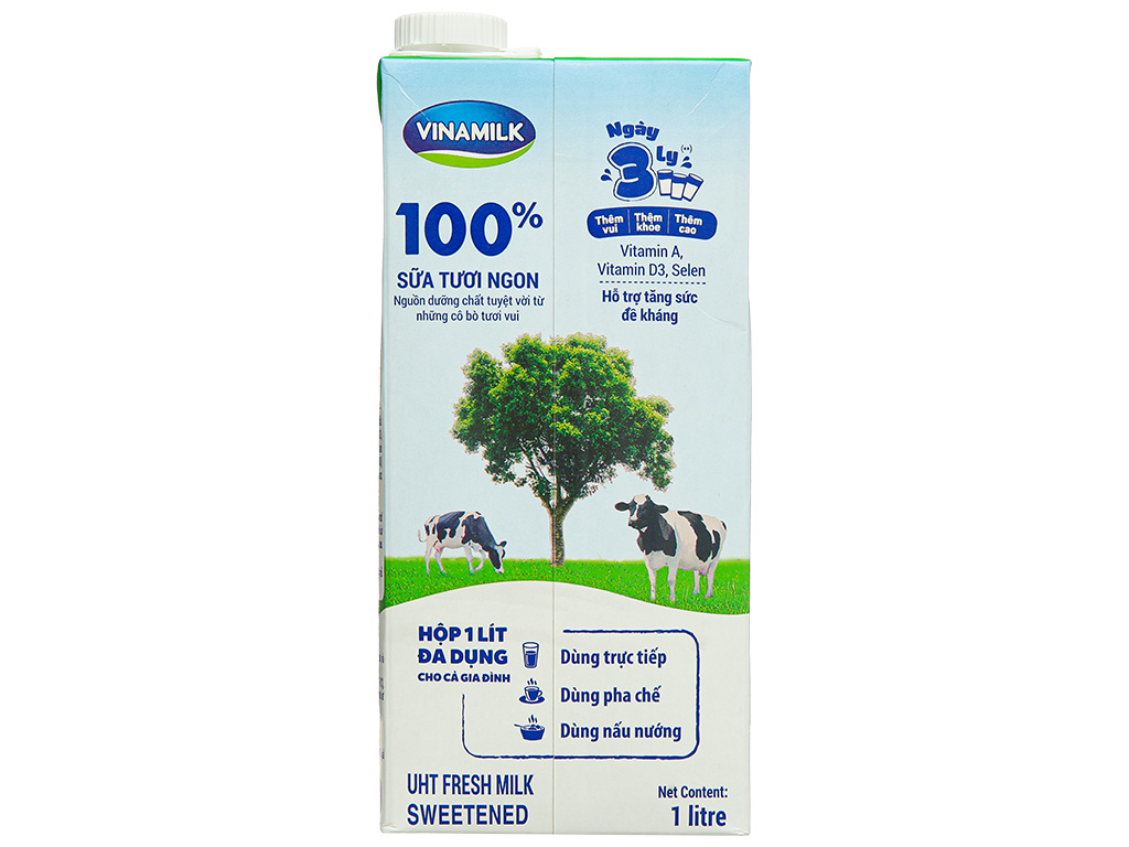 Thùng 12 hộp sữa tươi có đường Vinamilk 1 lít 4