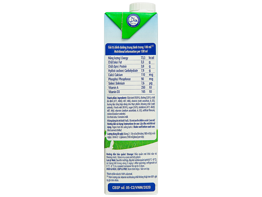 Thùng 12 hộp sữa tươi có đường Vinamilk 1 lít 5