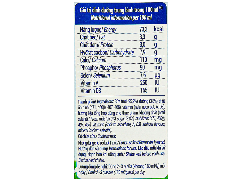 Thùng 12 hộp sữa tươi có đường Vinamilk 1 lít 8