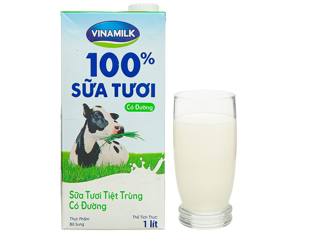 Thùng 12 hộp sữa tươi có đường Vinamilk 1 lít 10