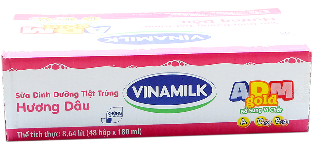 Sữa tiệt trùng ADM Gold hương Dâu hộp 180ml (thùng 48 hộp)