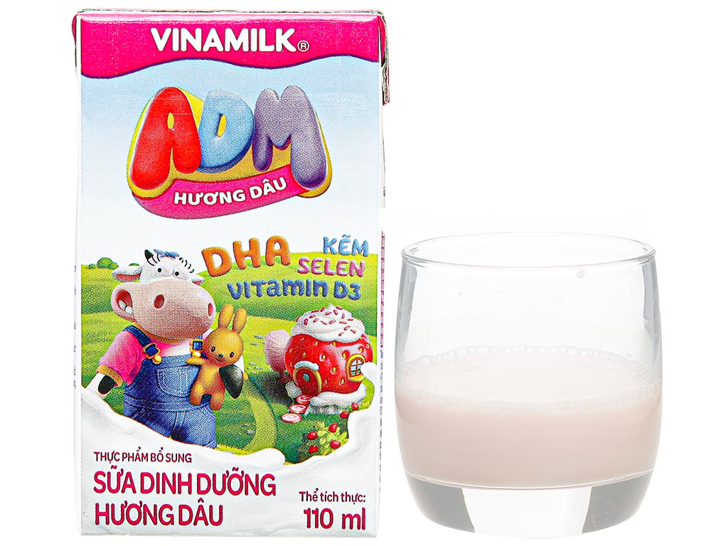 Thùng 48 hộp sữa dinh dưỡng hương dâu Vinamilk ADM 110ml 16