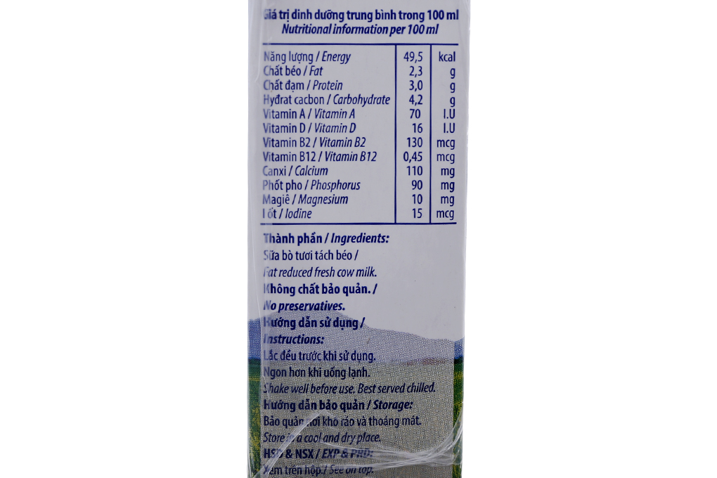 Sữa tươi tiệt trùng Vinamilk đàn bò tách béo không đường 180ml (thùng 48 hộp)