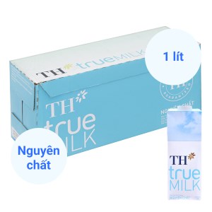 Thùng 12 hộp sữa tươi tiệt trùng nguyên chất không đường TH true MILK hộp 1 lít