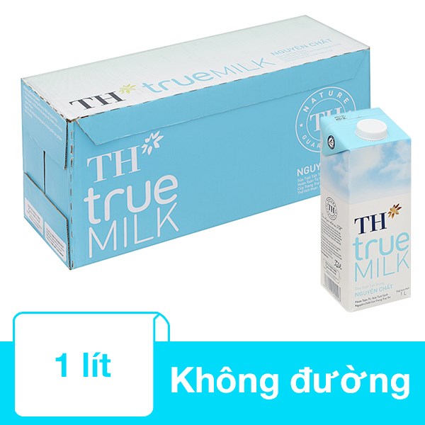 Thùng 12 hộp sữa tươi tiệt trùng TH true MILK không đường 1 lít (từ 1 tuổi)