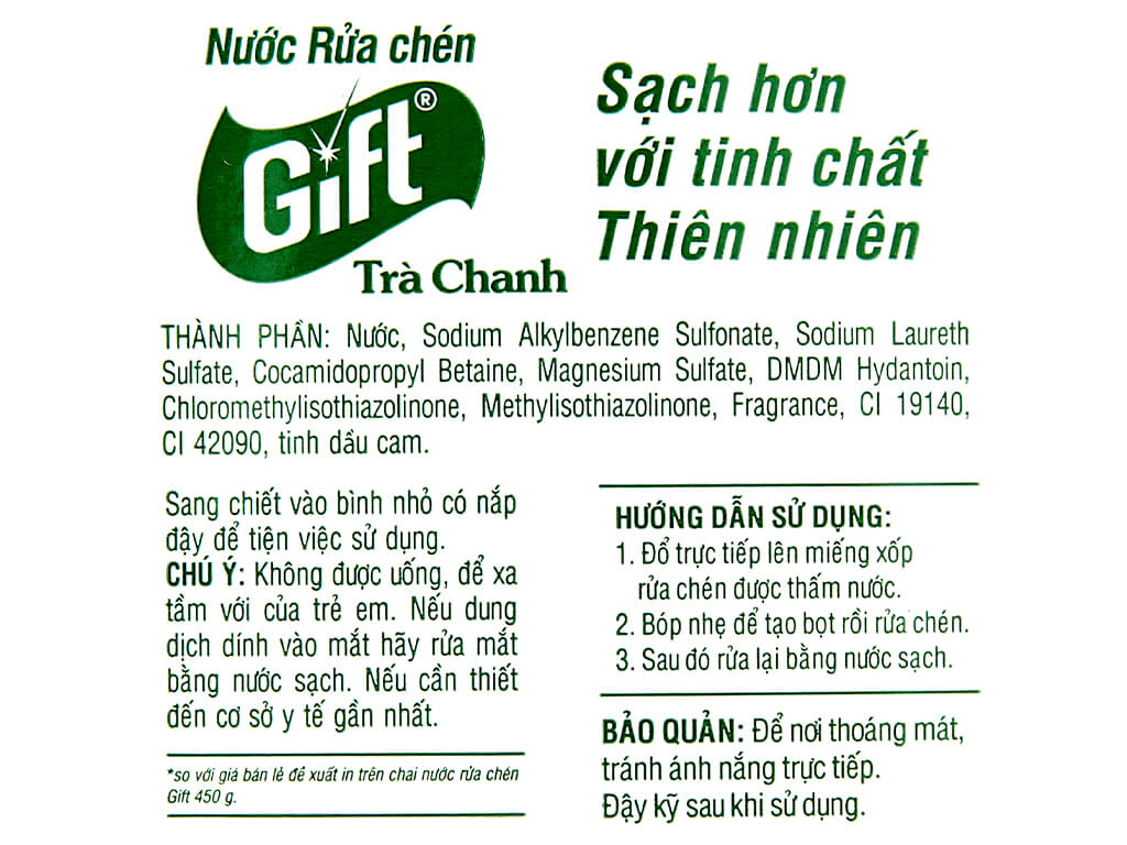 Nước rửa chén Gift hương trà chanh can 3.8kg 9