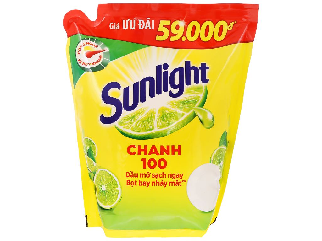 Nước rửa chén Sunlight Chanh 100 chiết xuất chanh tươi túi 2.5 lít | Bách Hoá XANH