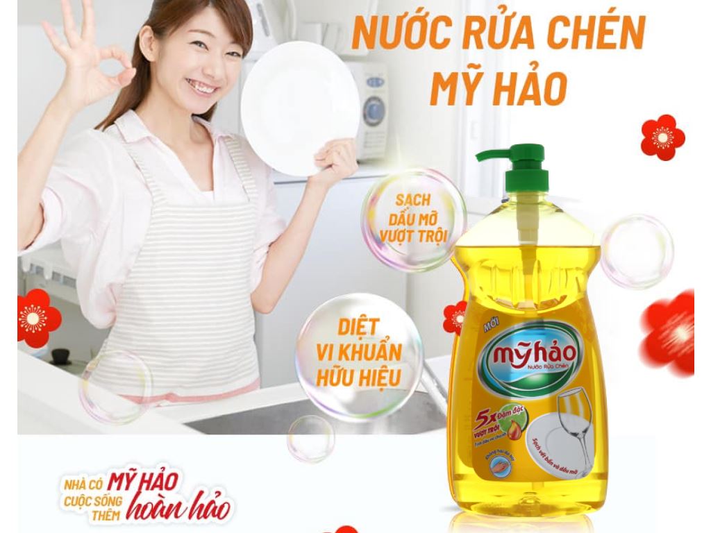 Nước rửa chén Mỹ Hảo 5X đậm đặc tinh dầu vỏ chanh chai 1.5kg 2