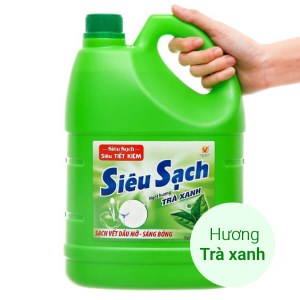 Nước rửa chén Lix Vitamin E siêu sạch hương trà xanh can 3.53 lít