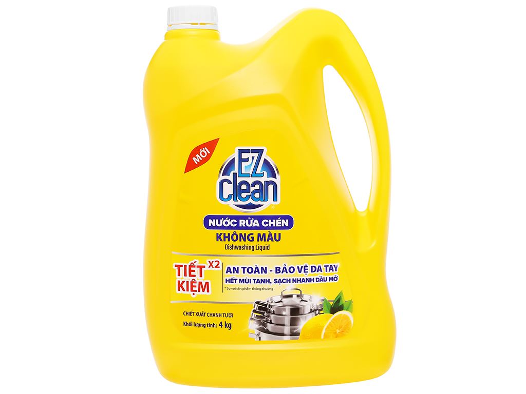 Nước rửa chén Ez Clean chiết xuất chanh tươi can 4kg 1