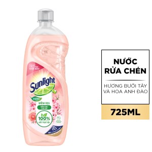 Nước rửa chén Sunlight hương bưởi tây và hoa anh đào mềm dịu da tay chai 725ml