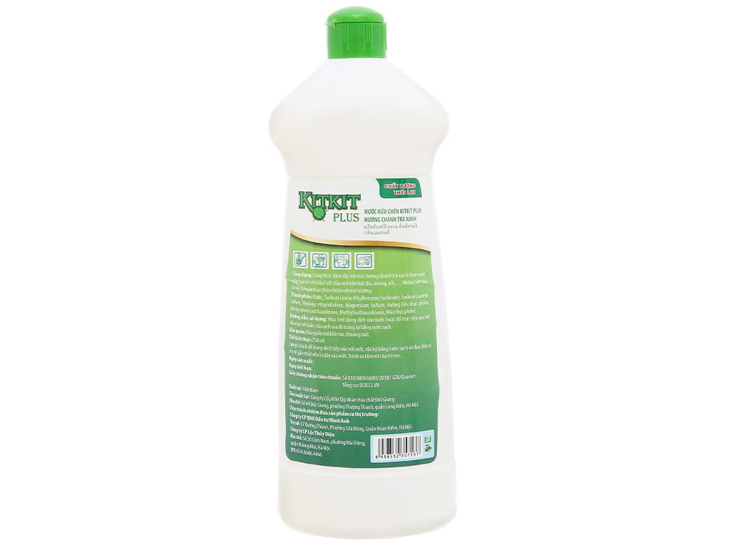 Nước rửa chén KitKit Plus hương trà xanh & chanh chai 750ml 3