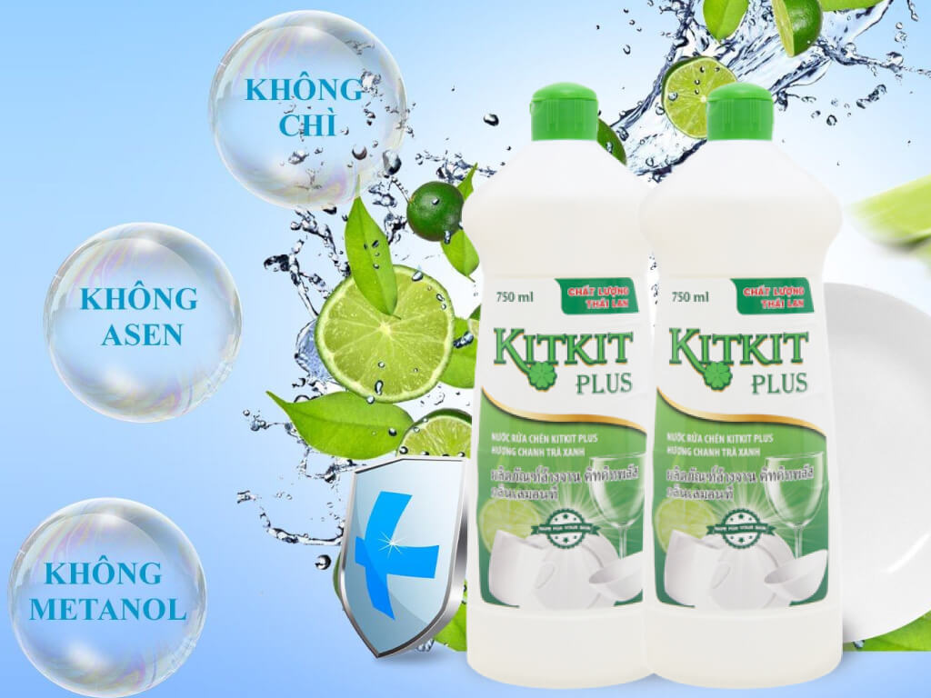 Nước rửa chén KitKit Plus hương trà xanh & chanh chai 750ml 2
