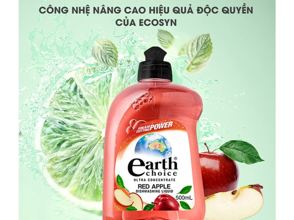 Nước rửa chén Earth Choice đậm đặc hương táo chai 500ml 2