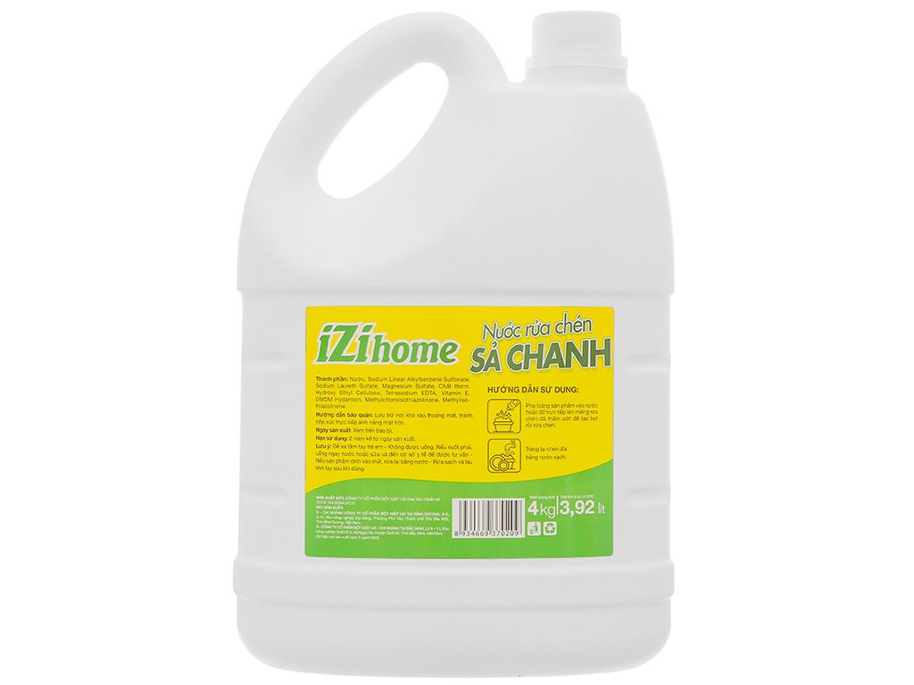 Nước rửa chén IZI HOME hương sả chanh can 3.92 lít 3