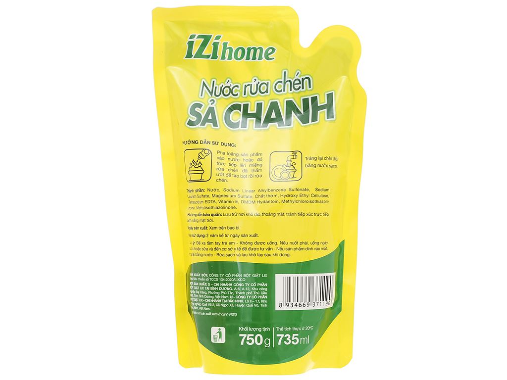 Nước rửa chén IZI HOME hương sả chanh túi 735ml 5