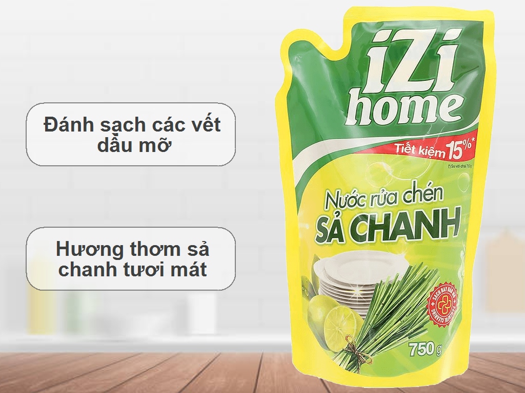 Nước rửa chén IZI HOME hương sả chanh túi 735ml 2