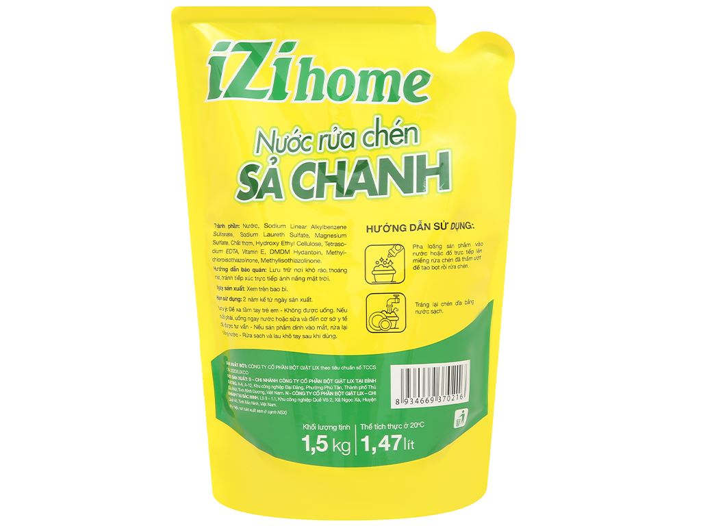 Nước rửa chén IZI HOME hương sả chanh túi 1.47 lít 3