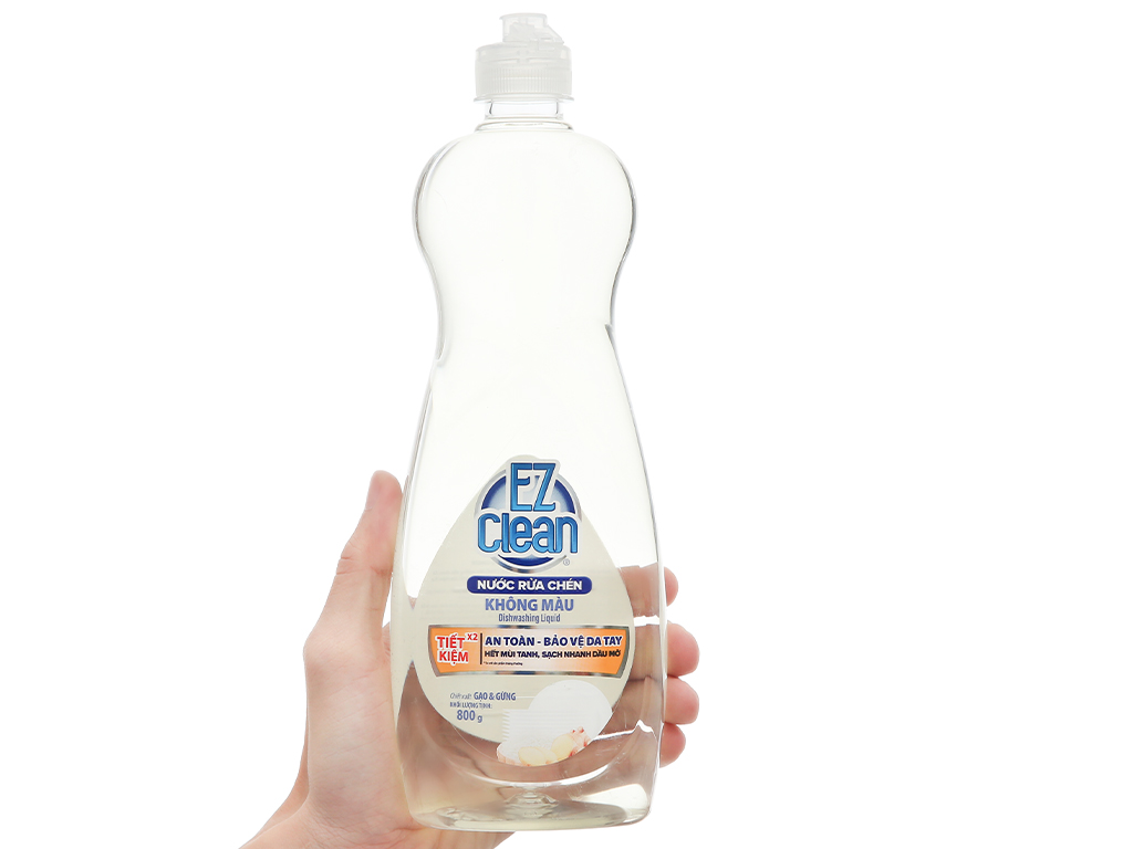 Nước rửa chén Ez Clean chiết xuất gạo và gừng chai 800g 4