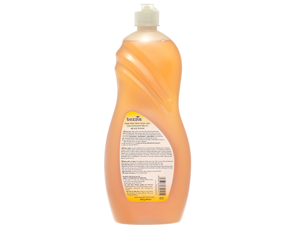 Nước rửa chén dược liệu Bazzle hương quế chai 845ml 3