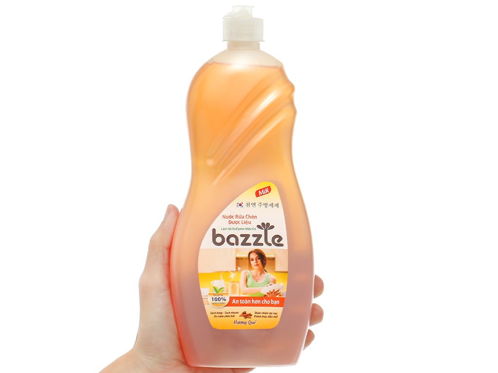 Nước rửa chén dược liệu Bazzle hương quế chai 845ml 4