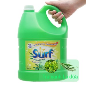 Nước rửa chén Surf trà xanh và lá dứa can 3.5kg