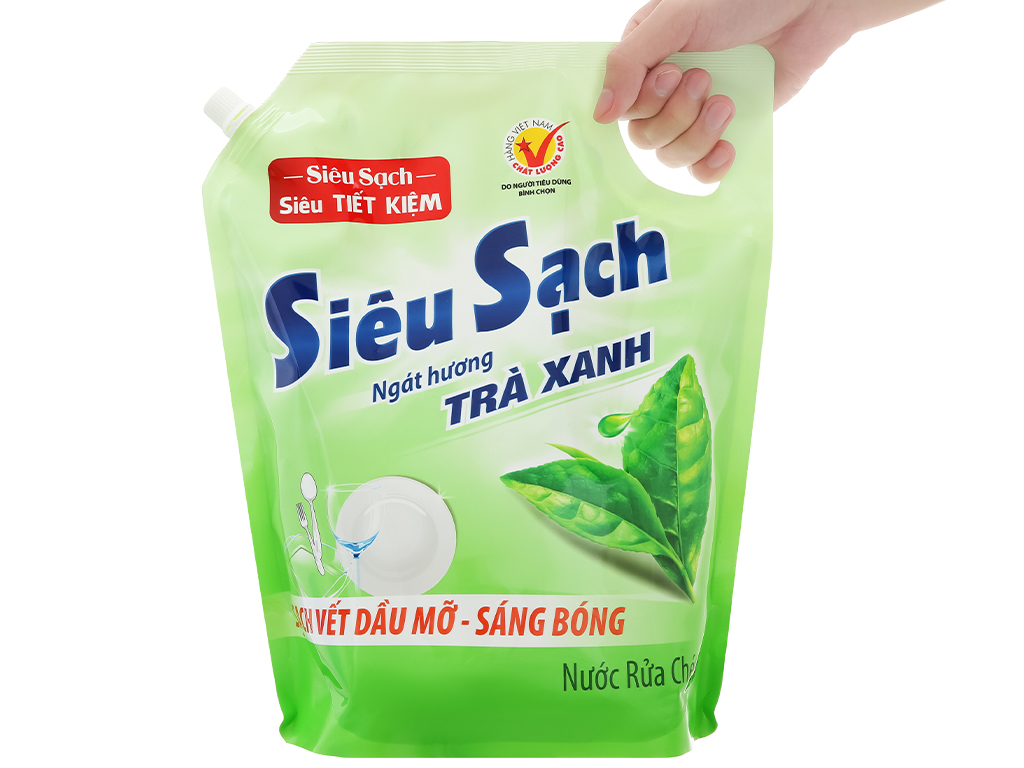 Nước rửa chén Lix siêu sạch hương trà xanh túi 3.43 lít 6