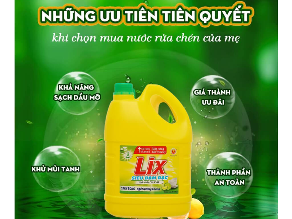 Nước rửa chén Lix siêu đậm đặc chiết xuất chanh can 3.92 lít 2