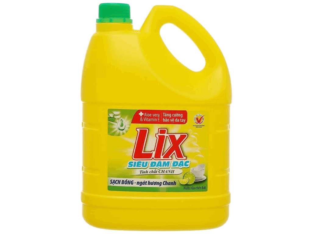 Nước rửa chén Lix Vitamin E hương chanh can 3.53 lít 10