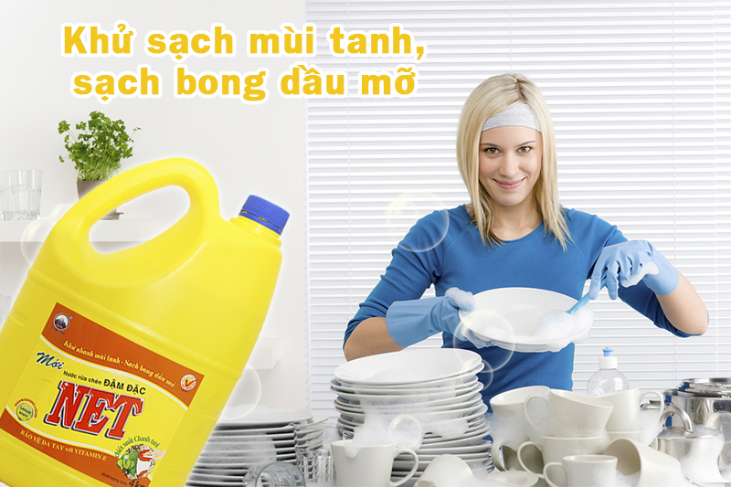 Nước rửa chén NET chiết xuất Chanh tươi can 4kg