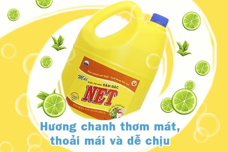 Nước rửa chén NET chiết xuất Chanh tươi can 4kg