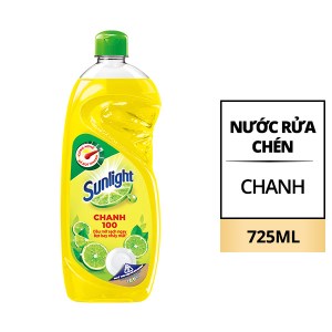 Nước rửa chén Sunlight chiết xuất chanh đánh bay dầu mỡ với sức mạnh như 100 trái chanh chai 725ml