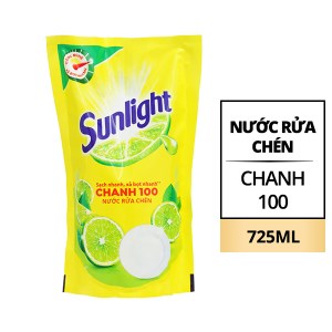 Nước rửa chén Sunlight chiết xuất chanh đánh bay dầu mỡ với sức mạnh như 100 trái chanh túi 725ml