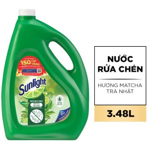 Nước rửa chén Sunlight Extra trà xanh khử 5 mùi tanh can 3.48 lít